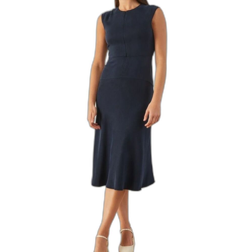 Aday Save The Date Midi Dress Black Cupro Flare Sustainable Size Small